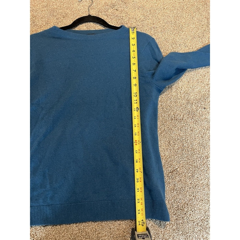 WOMANS TEAL 100% CASHMERE SWEATER TALBOTS PETITE Large - Picture 6 of 7